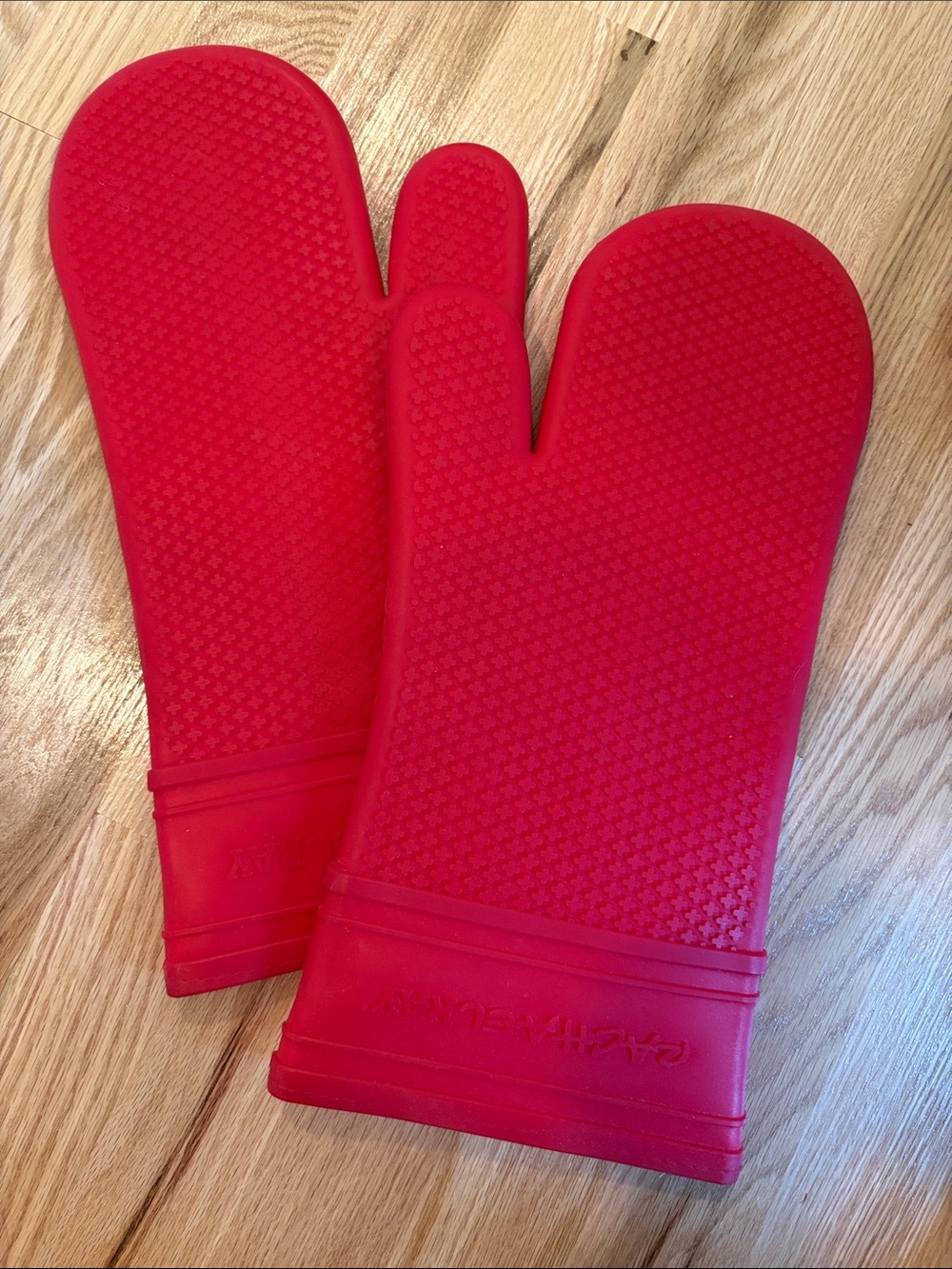 Red Silicone Oven Mitts - Heat Resistant Kitchen Gloves Rachel Ray
